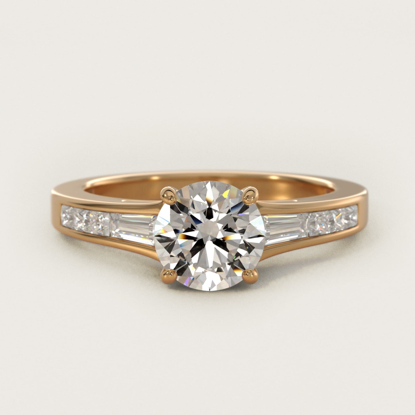Engagement Ring With Channel Set Tapered Baguette And Princess Cut Diamonds In 18k Yellow Gold By James Allen - Round Center