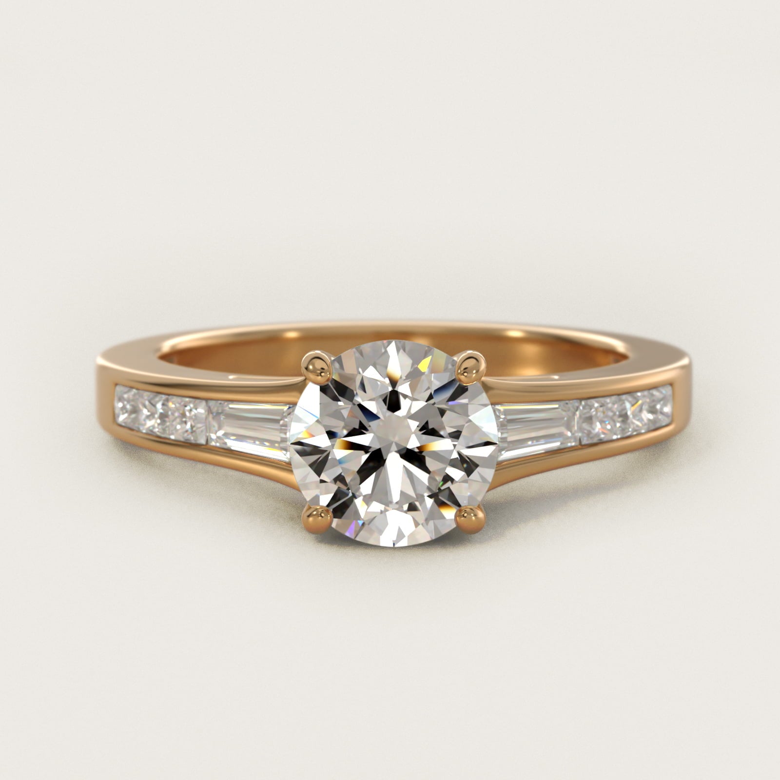 Engagement Ring With Channel Set Tapered Baguette And Princess Cut Diamonds In 18k Yellow Gold By James Allen - Round Center
