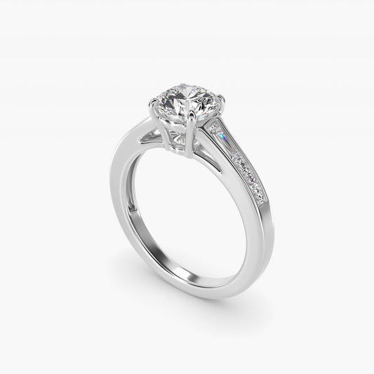 Engagement Ring With Channel Set Tapered Baguette And Princess Cut Diamonds In Platinum By James Allen - Round Center