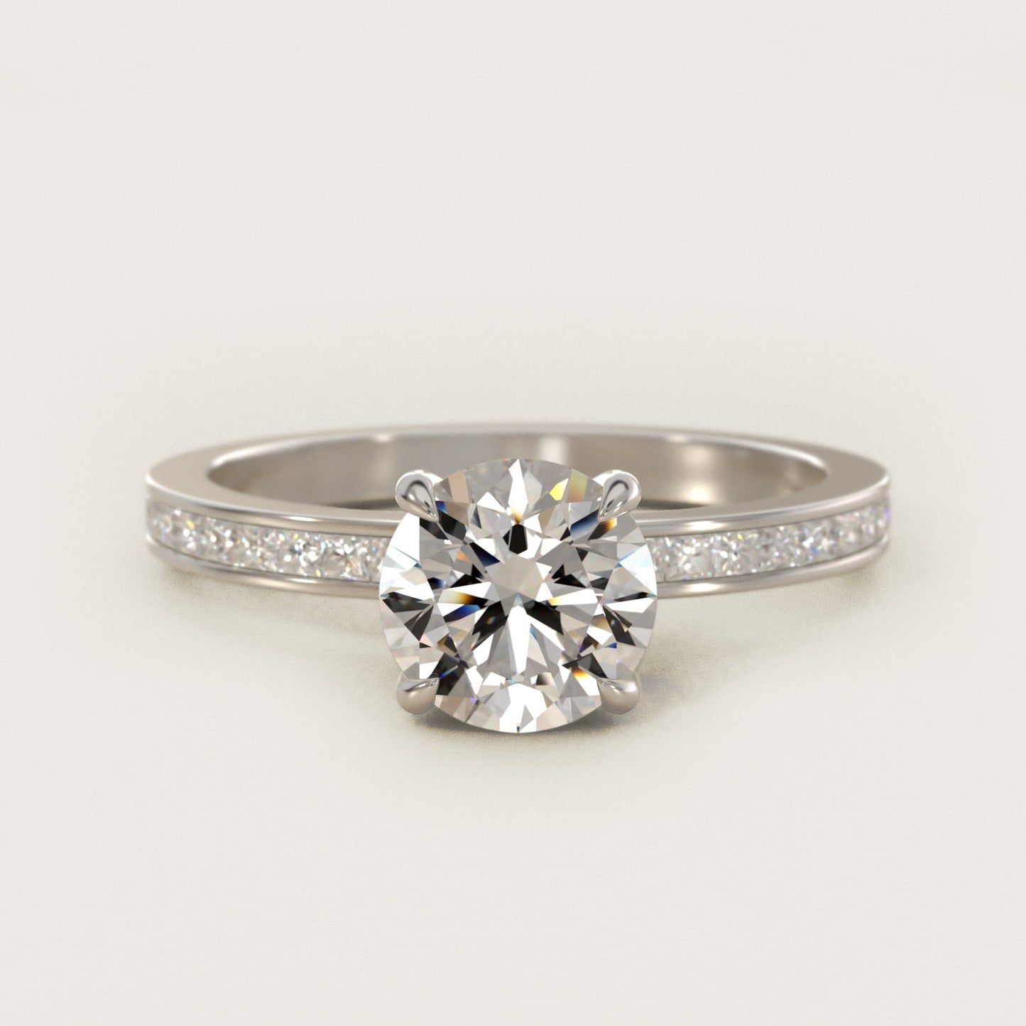 Engagement Ring With Channel Set Princess Cut Diamonds In Platinum By James Allen - Round Center
