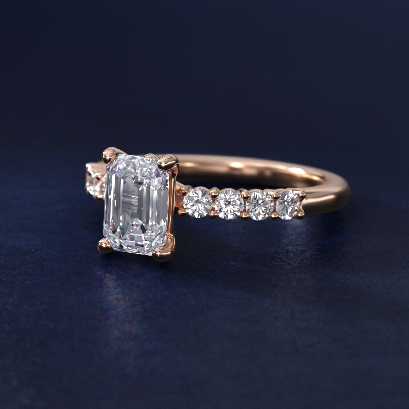 Prong Set Side Stone Diamond Engagement Ring In 18k Rose Gold By James Allen - Emerald Center