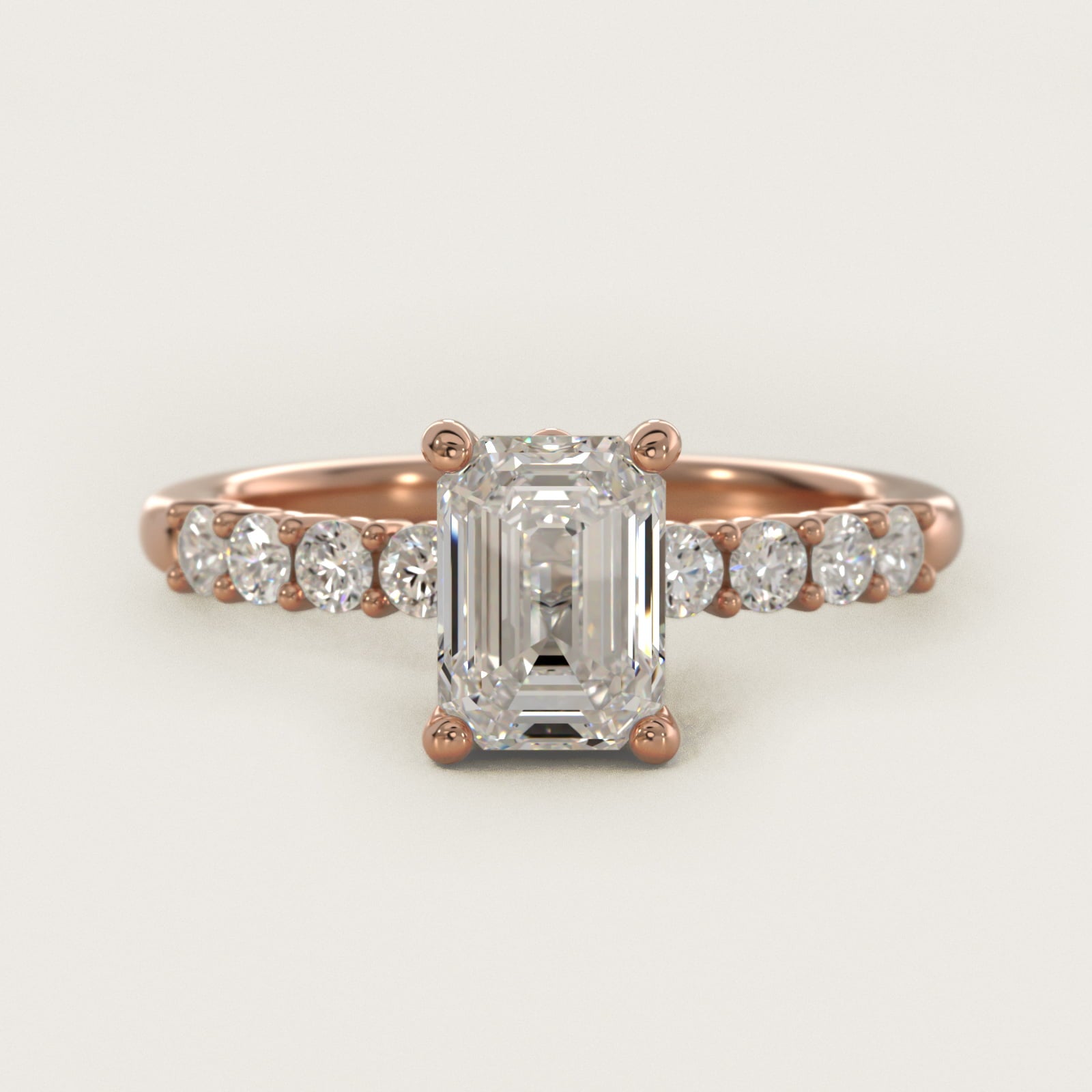 Prong Set Side Stone Diamond Engagement Ring In 18k Rose Gold By James Allen - Emerald Center