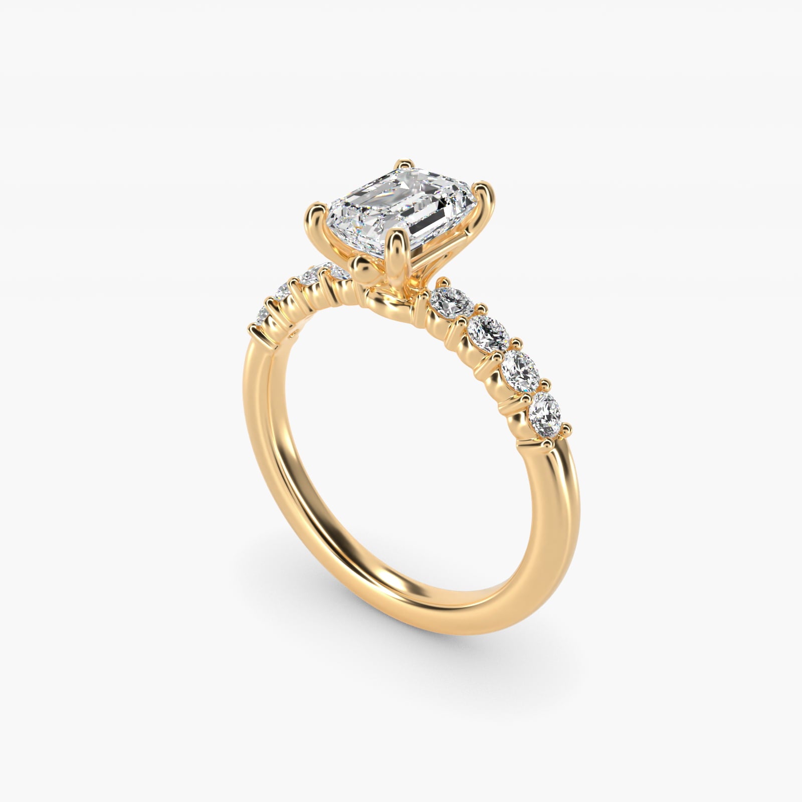 Prong Set Side Stone Diamond Engagement Ring In 18k Yellow Gold By James Allen - Emerald Center