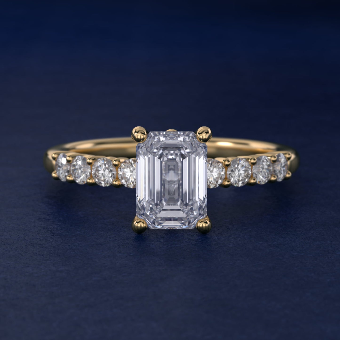 Prong Set Side Stone Diamond Engagement Ring In 14K Yellow Gold By James Allen - Emerald Center