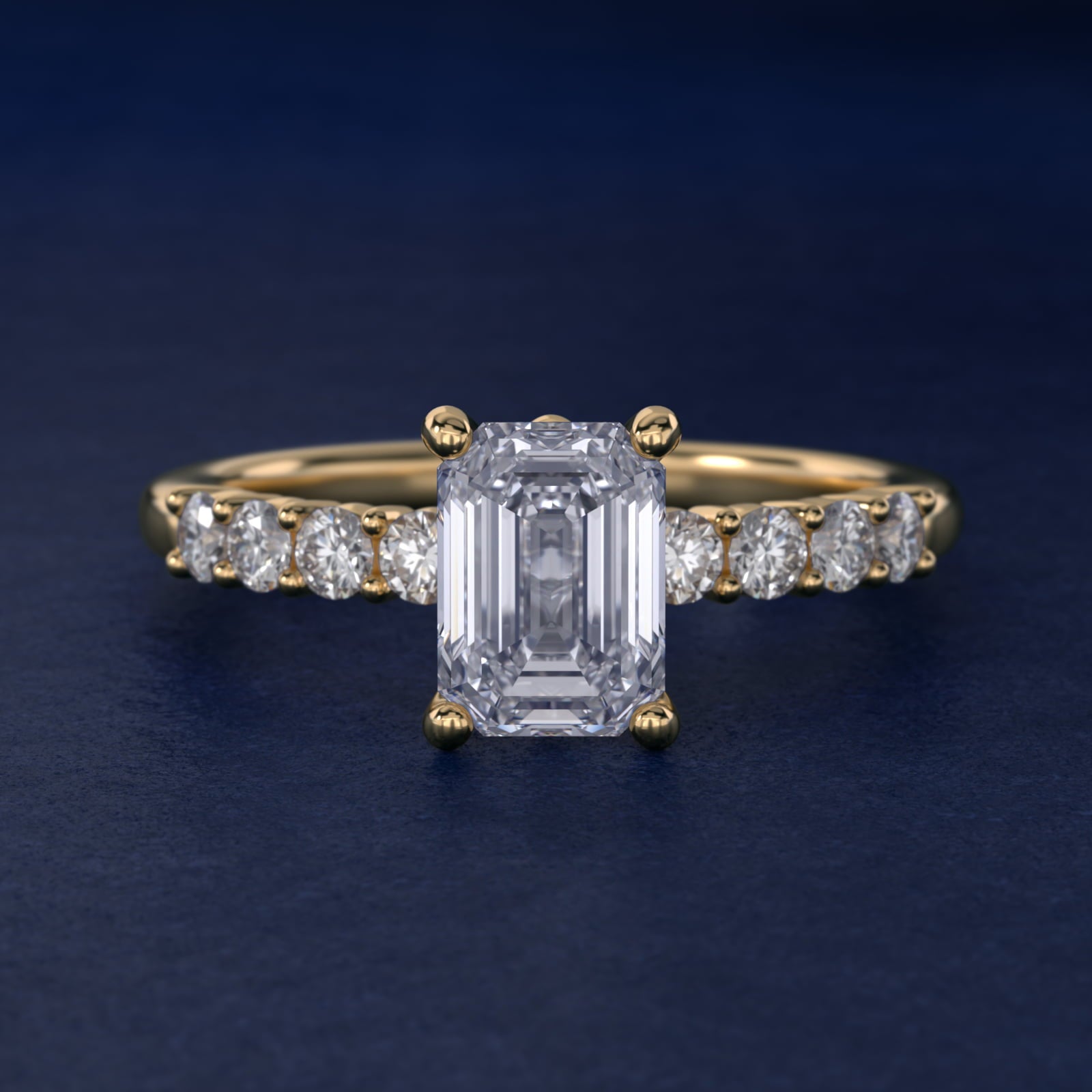 Prong Set Side Stone Diamond Engagement Ring In 14K Yellow Gold By James Allen - Emerald Center