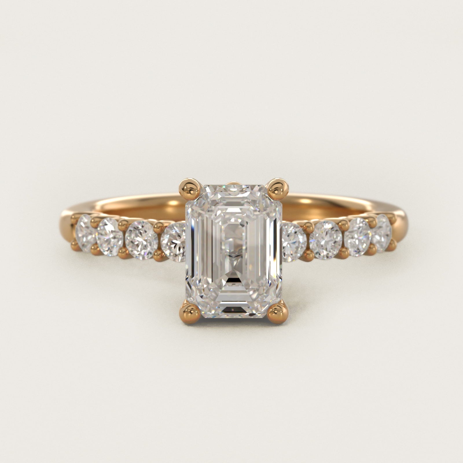 Prong Set Side Stone Diamond Engagement Ring In 18k Yellow Gold By James Allen - Emerald Center