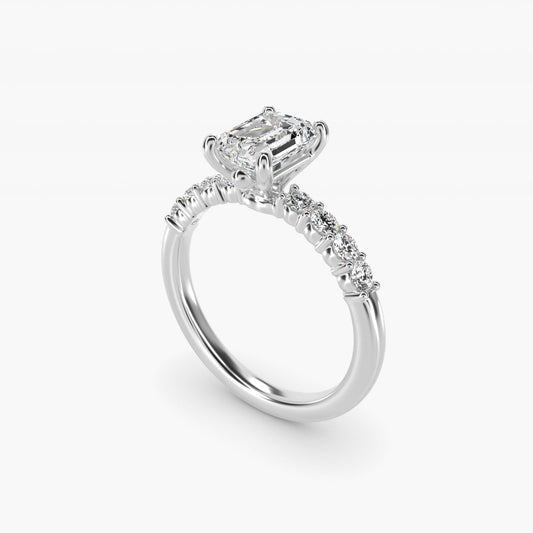 Prong Set Side Stone Diamond Engagement Ring In Platinum By James Allen - Emerald Center
