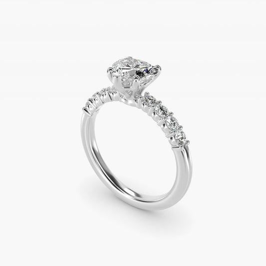 Prong Set Side Stone Diamond Engagement Ring In 14K White Gold By James Allen - Heart Center