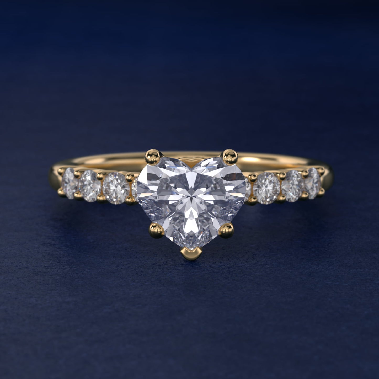 Prong Set Side Stone Diamond Engagement Ring In 18k Yellow Gold By James Allen - Heart Center