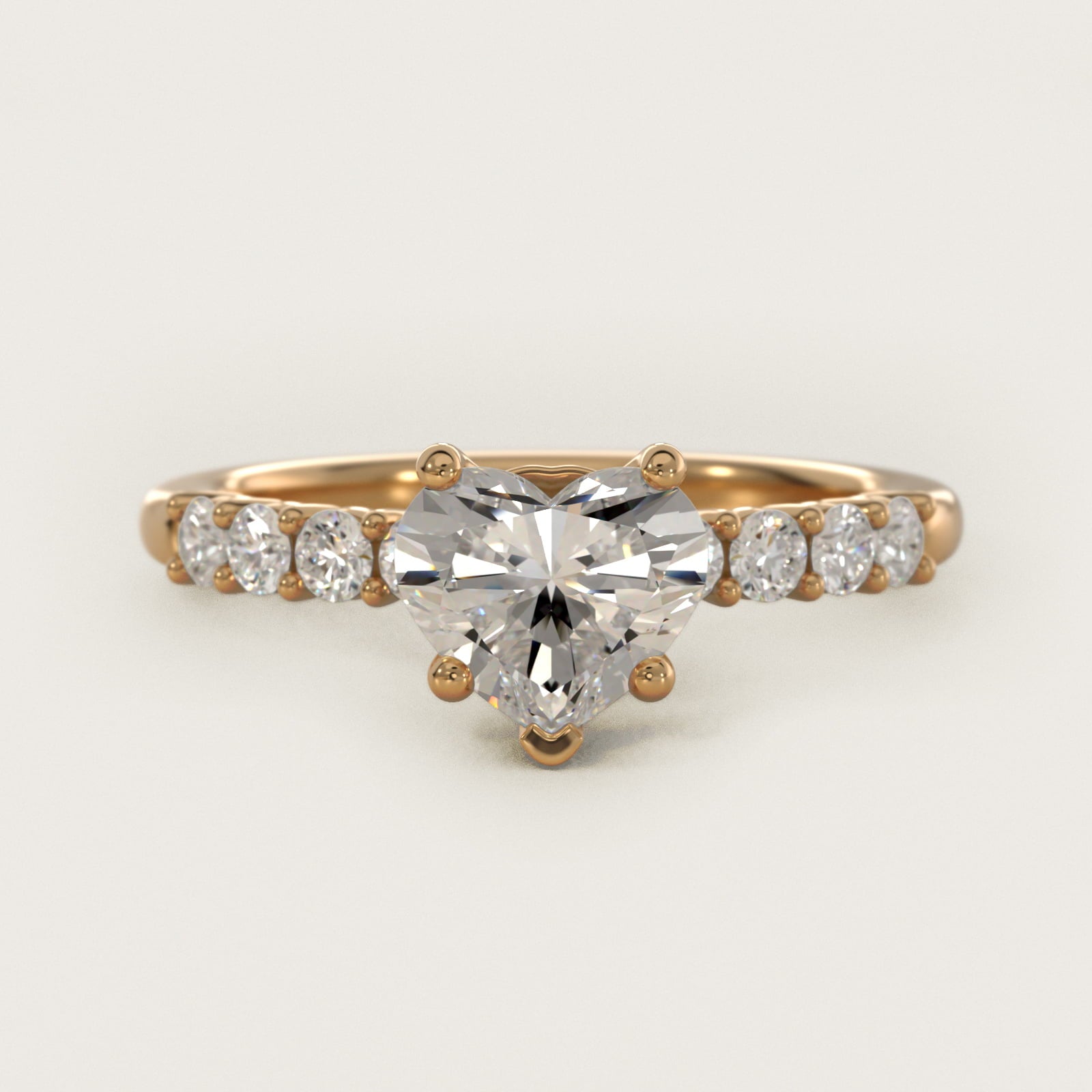 Prong Set Side Stone Diamond Engagement Ring In 18k Yellow Gold By James Allen - Heart Center