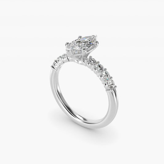 Prong Set Side Stone Diamond Engagement Ring In 18k White Gold By James Allen - Marquise Center
