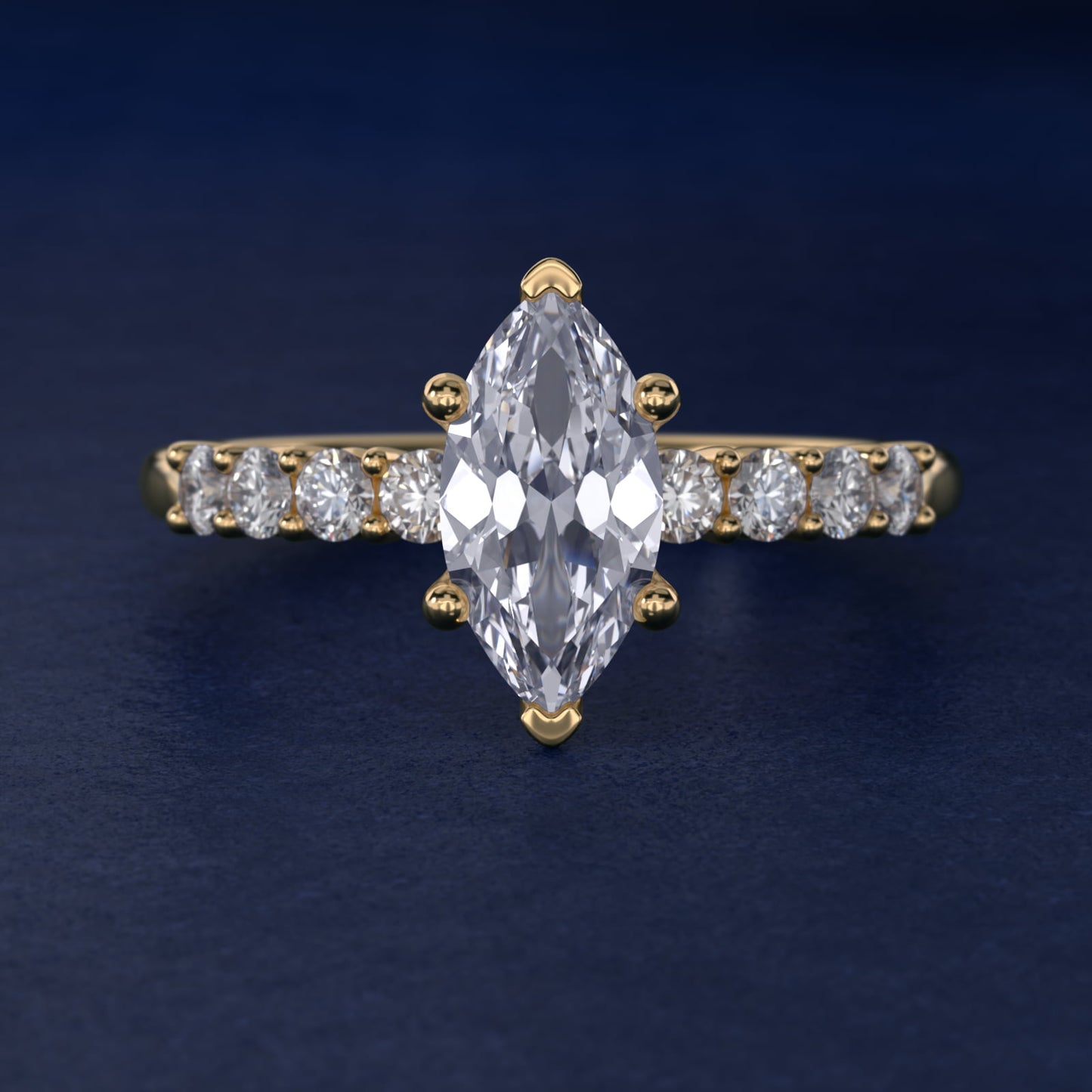 Prong Set Side Stone Diamond Engagement Ring In 14K Yellow Gold By James Allen - Marquise Center