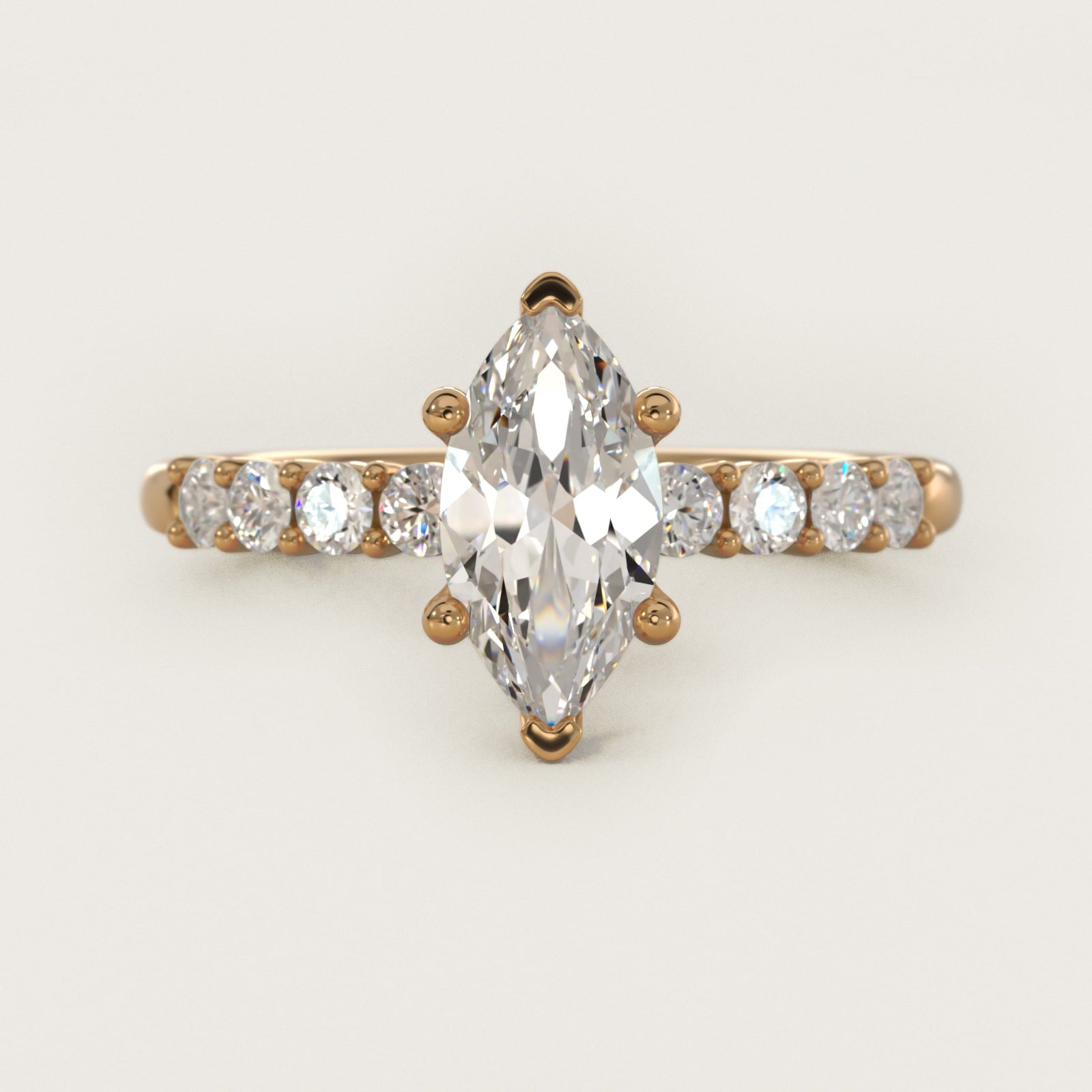 Prong Set Side Stone Diamond Engagement Ring In 14K Yellow Gold By James Allen - Marquise Center