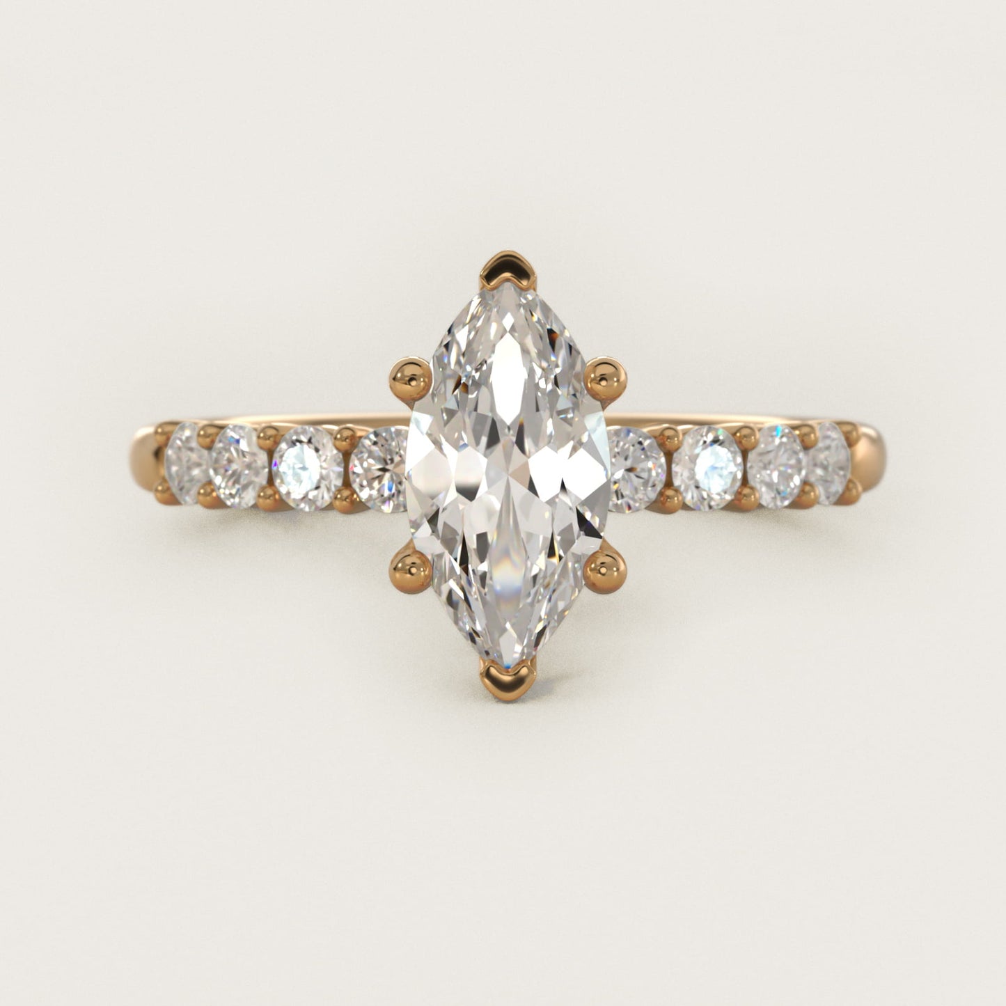 Prong Set Side Stone Diamond Engagement Ring In 18k Yellow Gold By James Allen - Marquise Center