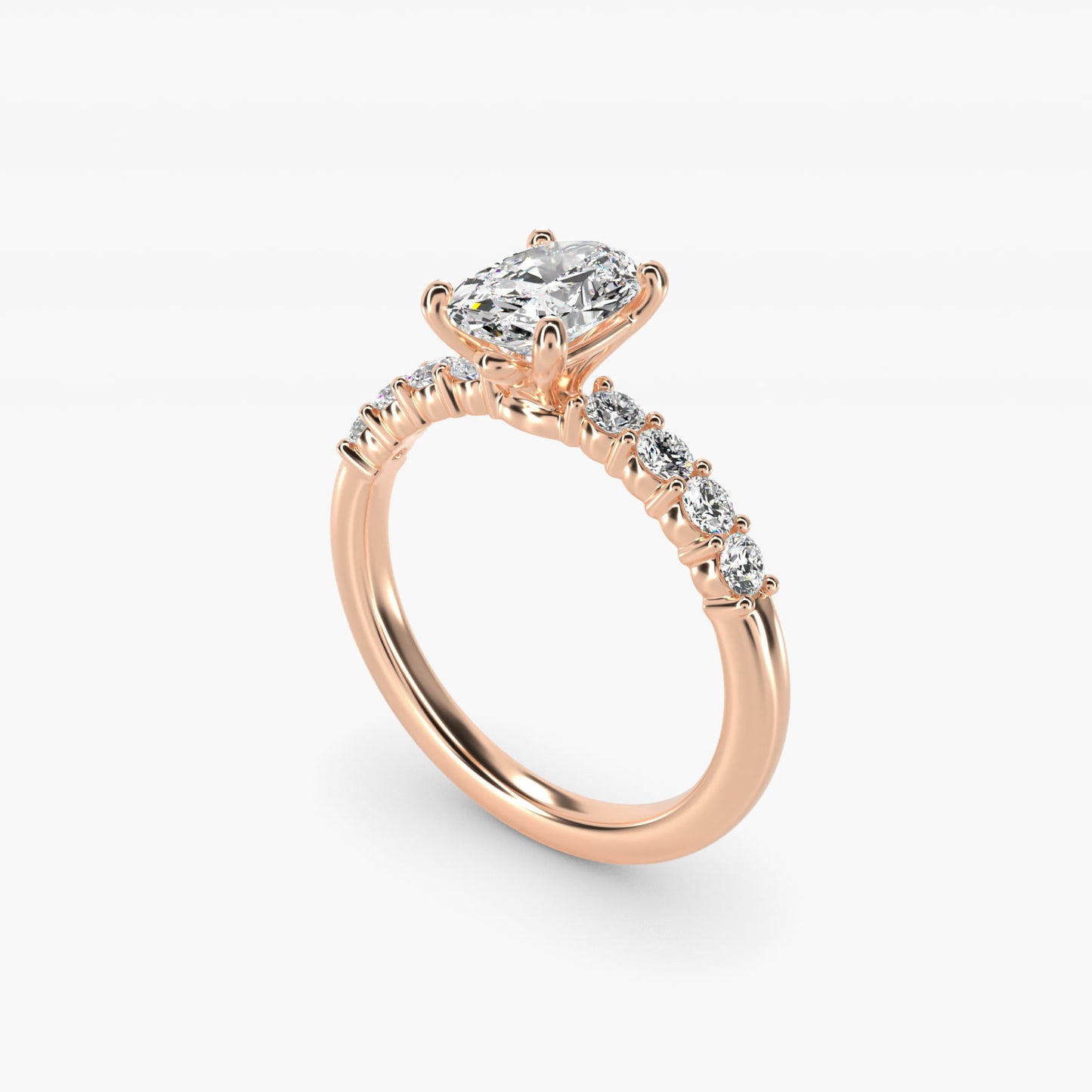 Prong Set Side Stone Diamond Engagement Ring In 14K Rose Gold By James Allen - Oval Center