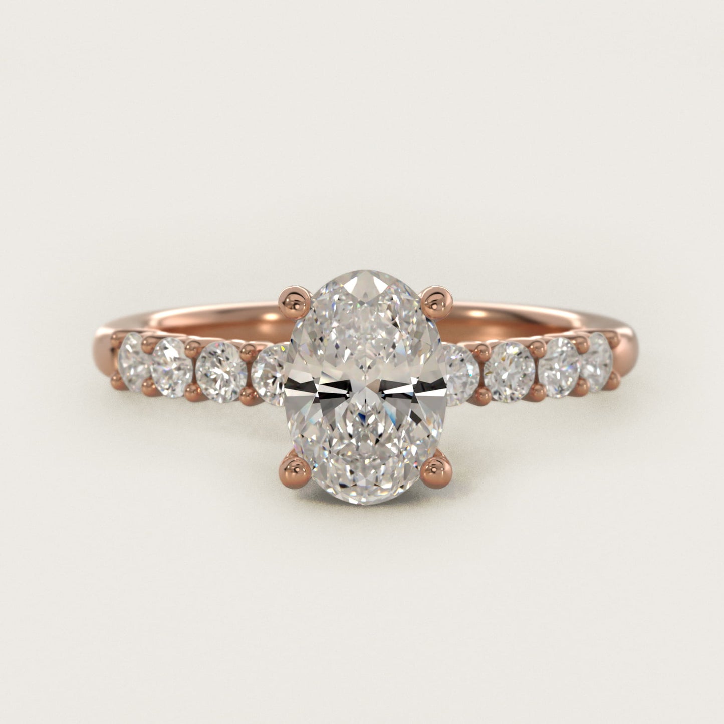Prong Set Side Stone Diamond Engagement Ring In 18k Rose Gold By James Allen - Oval Center