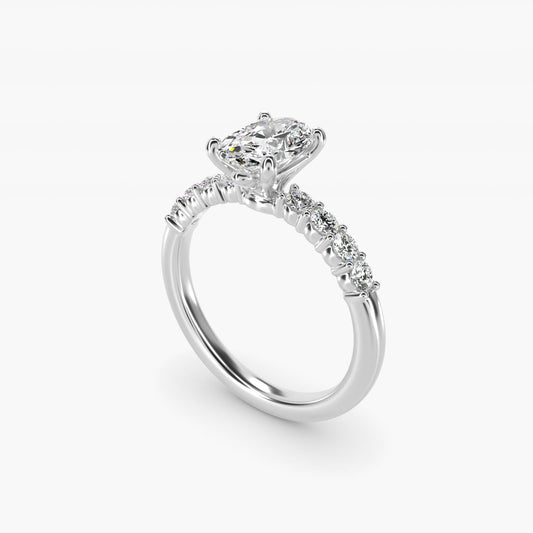 Prong Set Side Stone Diamond Engagement Ring In 14K White Gold By James Allen - Oval Center