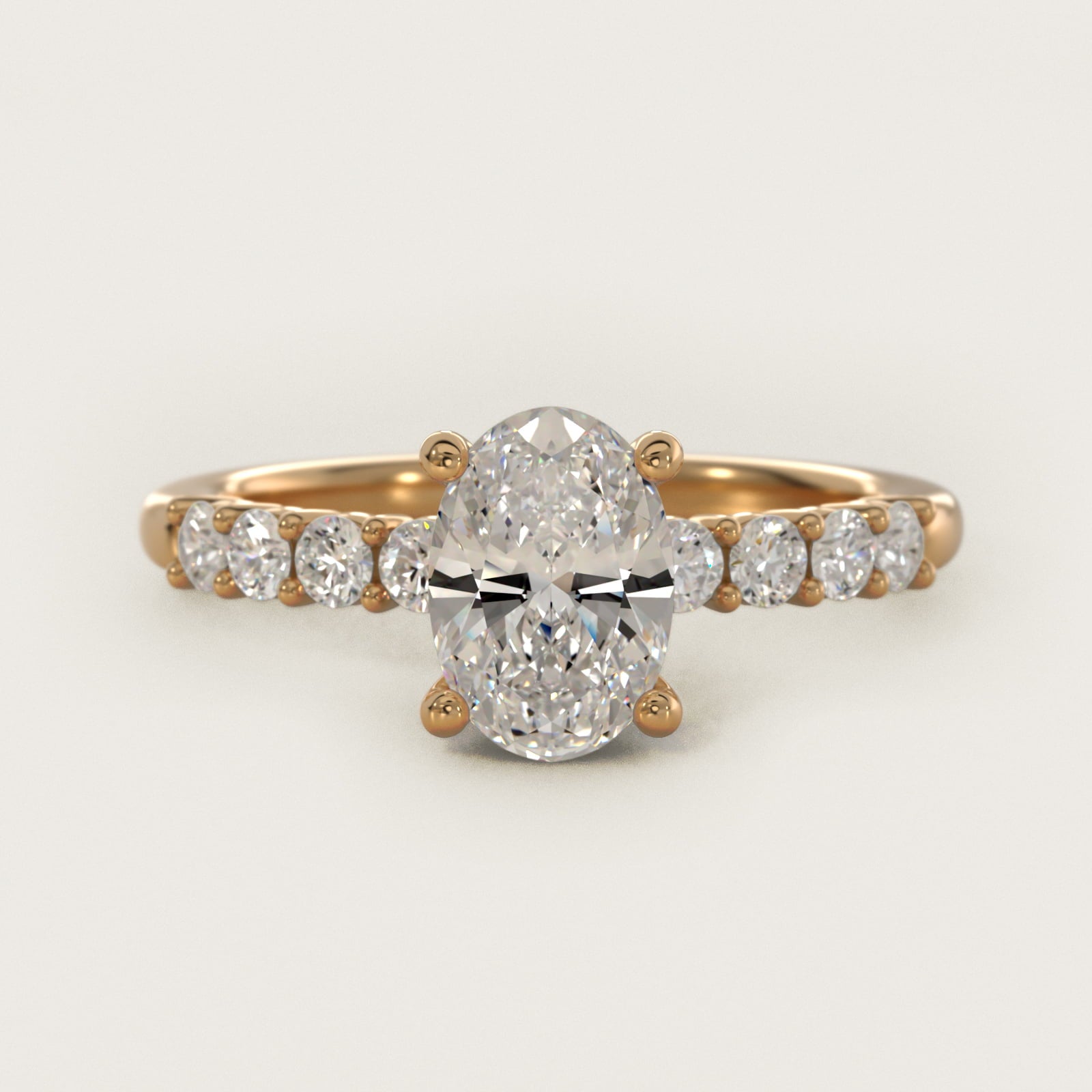 Prong Set Side Stone Diamond Engagement Ring In 18k Yellow Gold By James Allen - Oval Center
