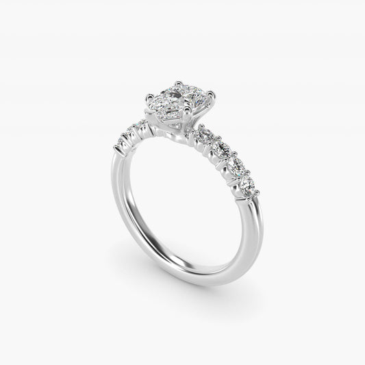 Prong Set Side Stone Diamond Engagement Ring In 18k White Gold By James Allen - Pear Center
