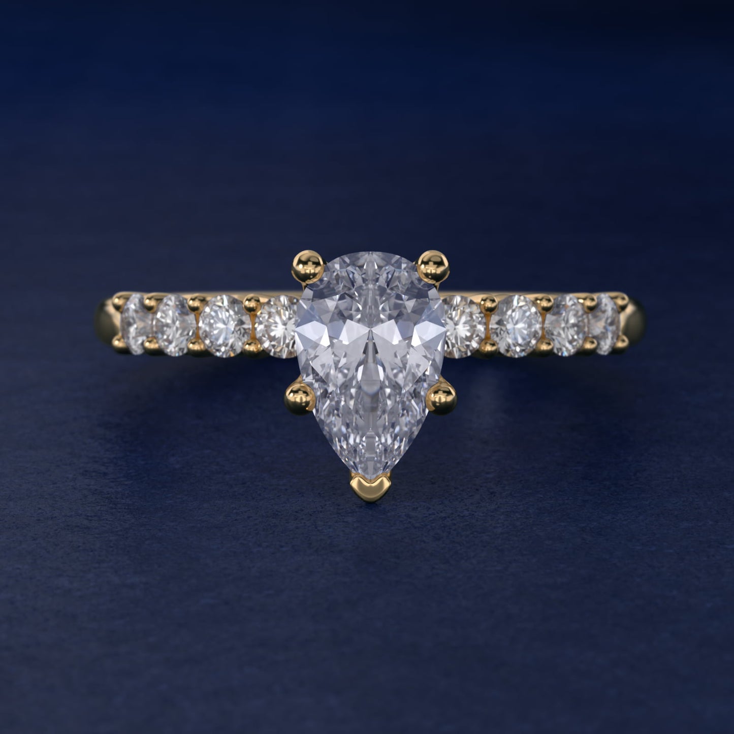Prong Set Side Stone Diamond Engagement Ring In 18k Yellow Gold By James Allen - Pear Center