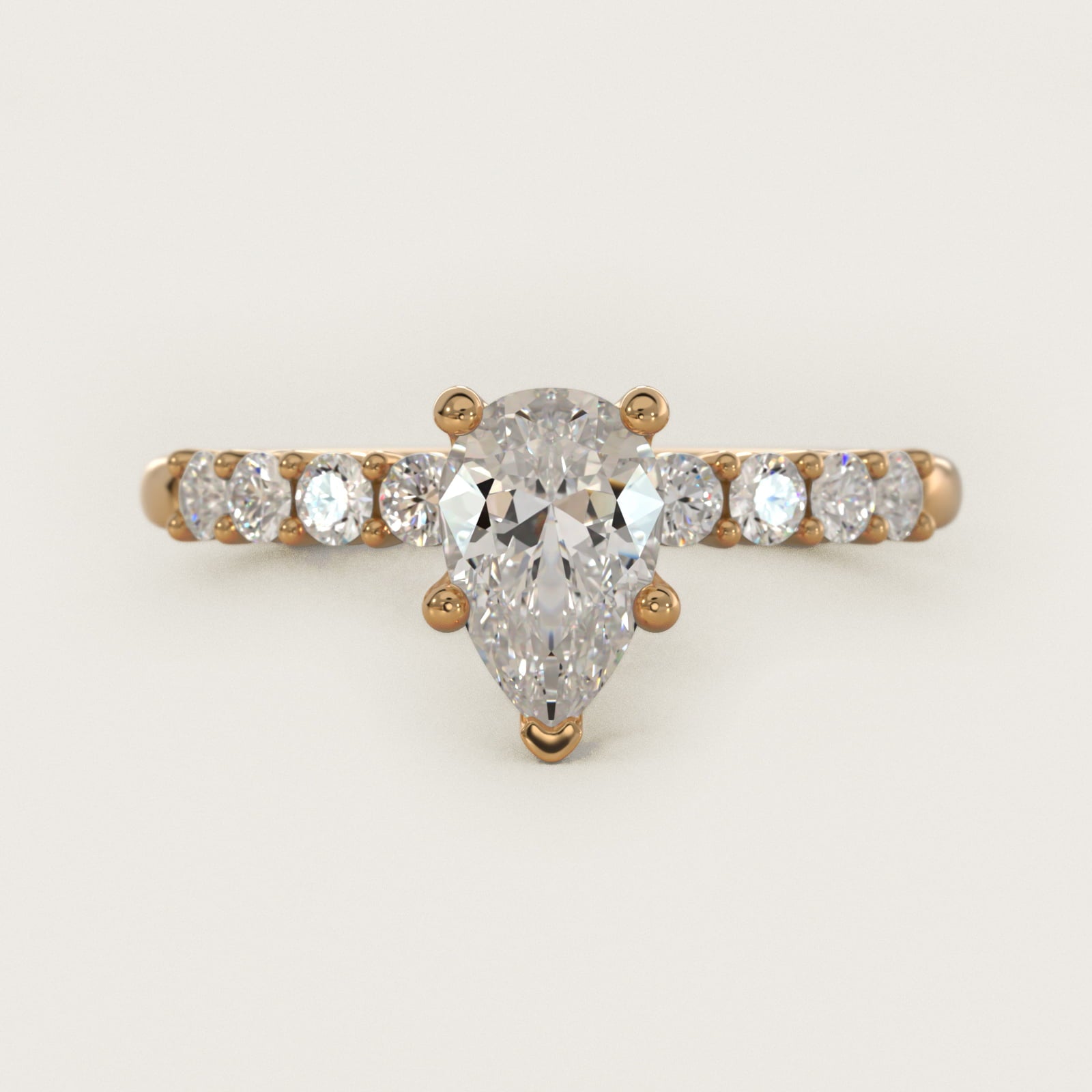 Prong Set Side Stone Diamond Engagement Ring In 14K Yellow Gold By James Allen - Pear Center