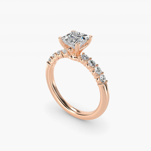 Prong Set Side Stone Diamond Engagement Ring In 14K Rose Gold By James Allen - Princess Center
