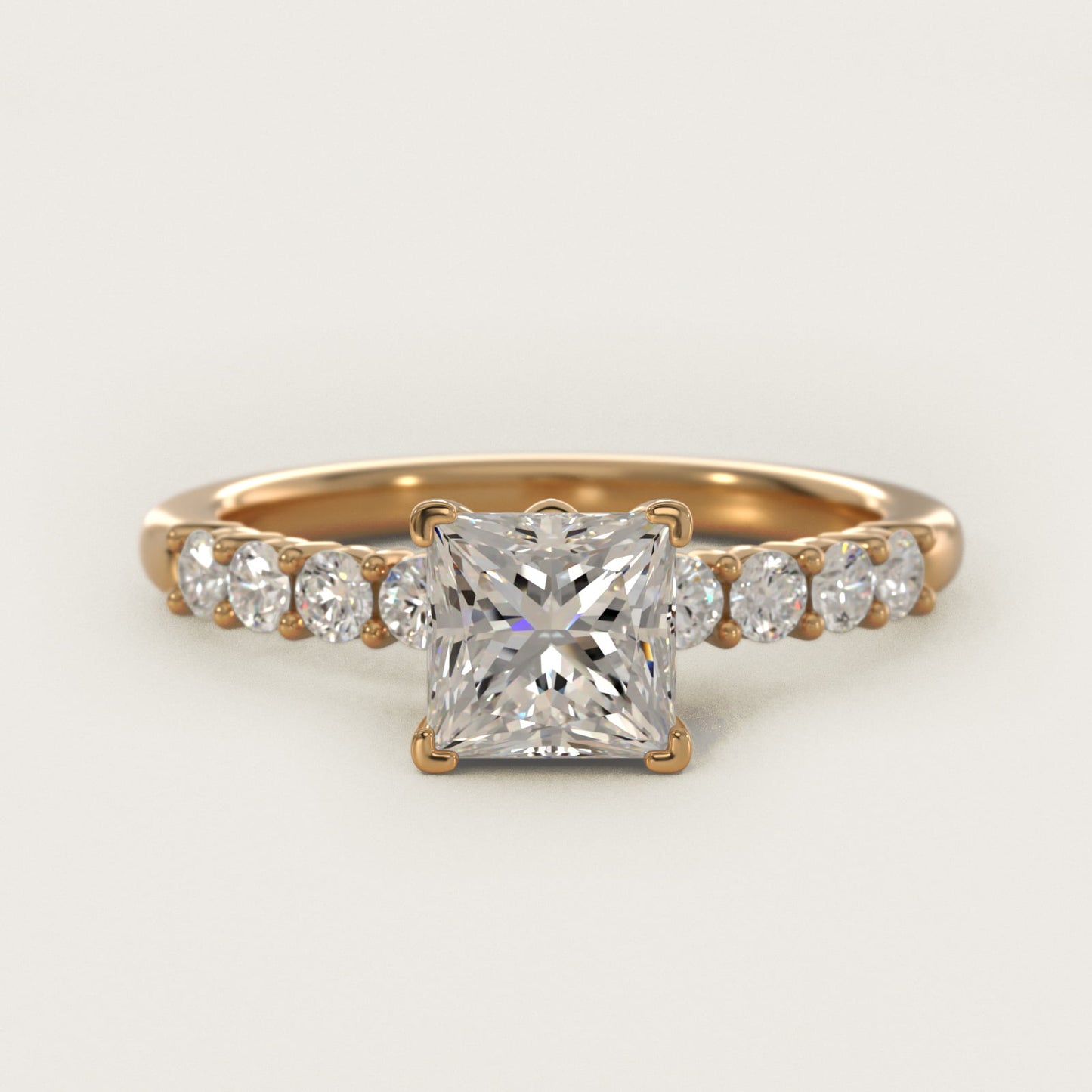 Prong Set Side Stone Diamond Engagement Ring In 18k Yellow Gold By James Allen - Princess Center