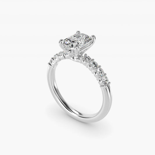 Prong Set Side Stone Diamond Engagement Ring In Platinum By James Allen - Radiant Center