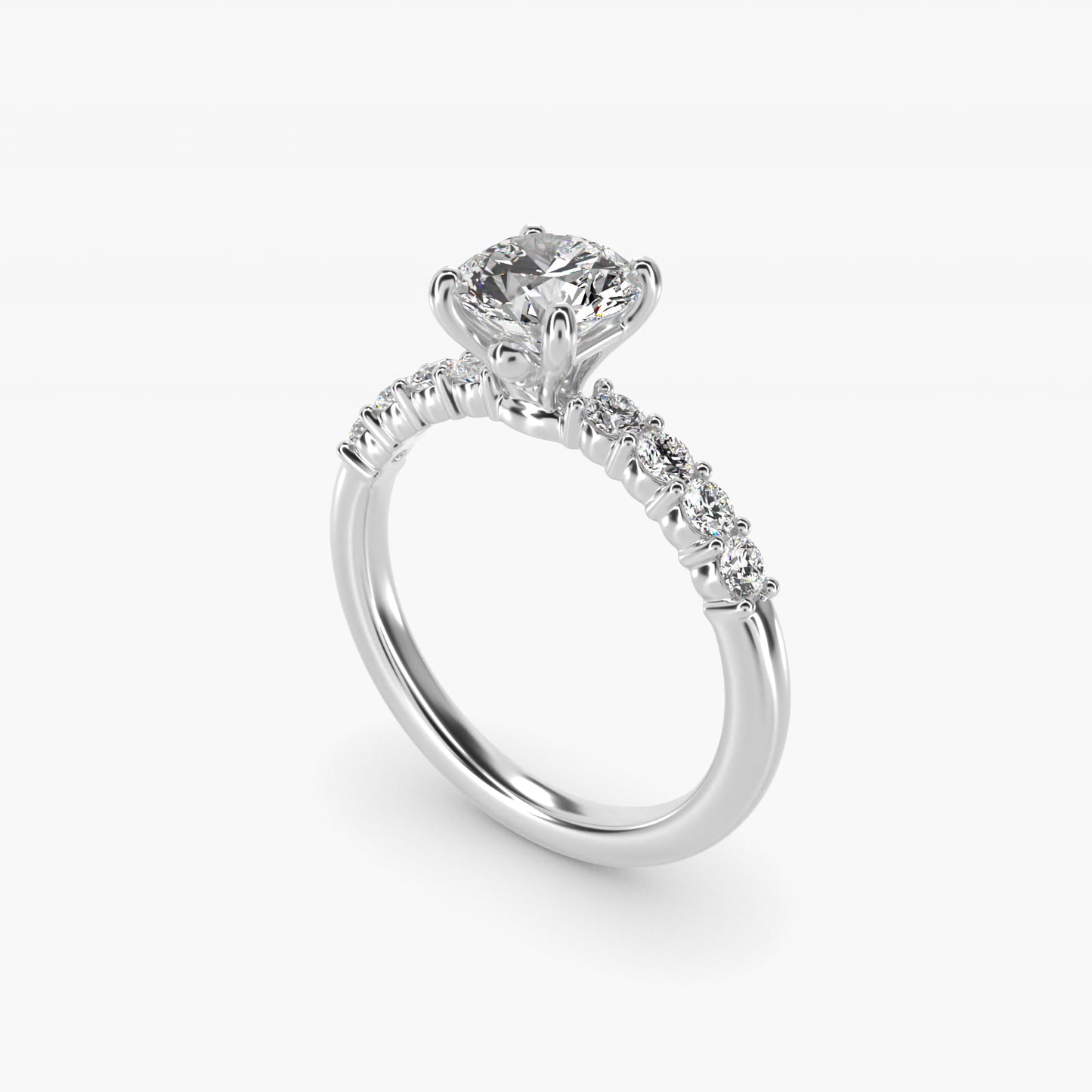 Prong Set Side Stone Diamond Engagement Ring In Platinum By James Allen - Round Center