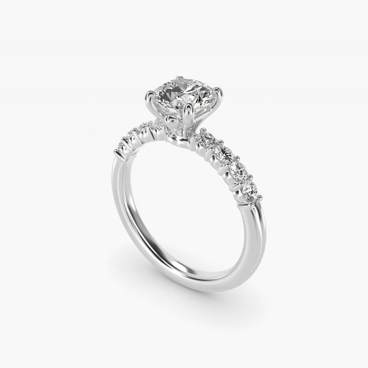 Prong Set Side Stone Diamond Engagement Ring In Platinum By James Allen - Round Center