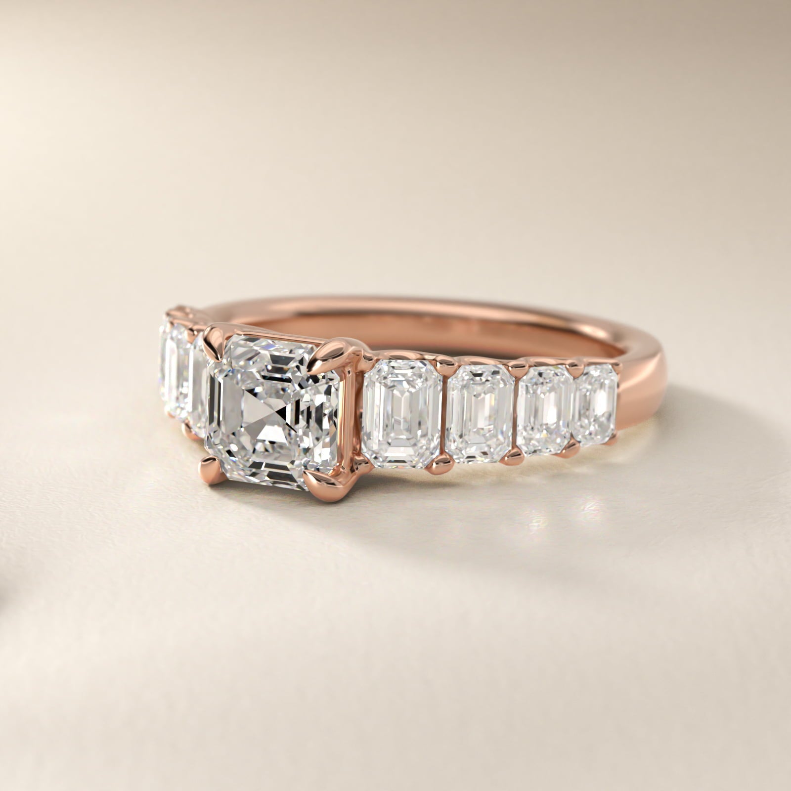Radiant-Cut Diamond Engagement Ring in 18k Rose Gold - Asscher Center