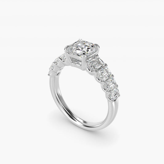 Radiant-Cut Diamond Engagement Ring in 18k White Gold - Asscher Center
