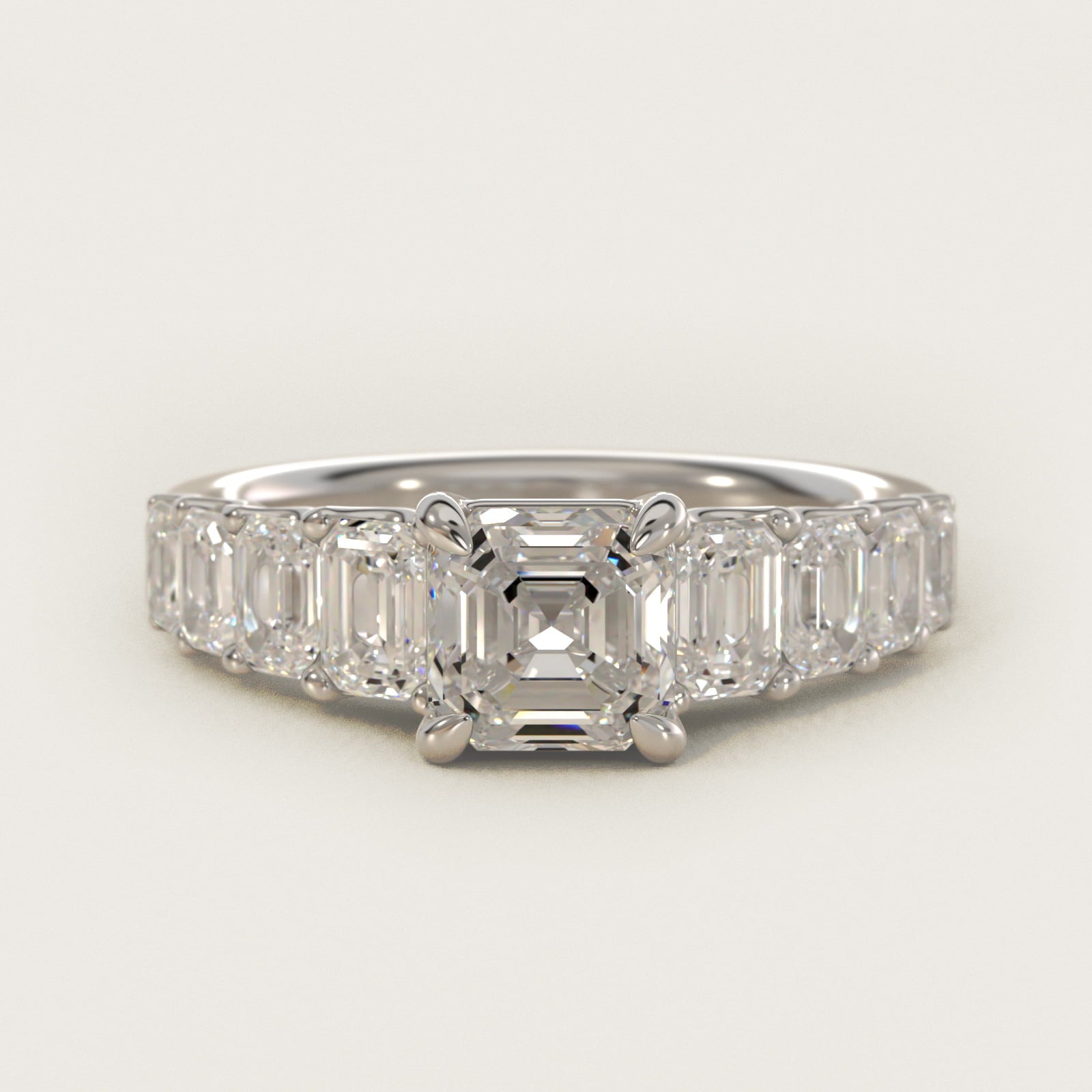Radiant-Cut Diamond Engagement Ring in 14k White Gold - Asscher Center