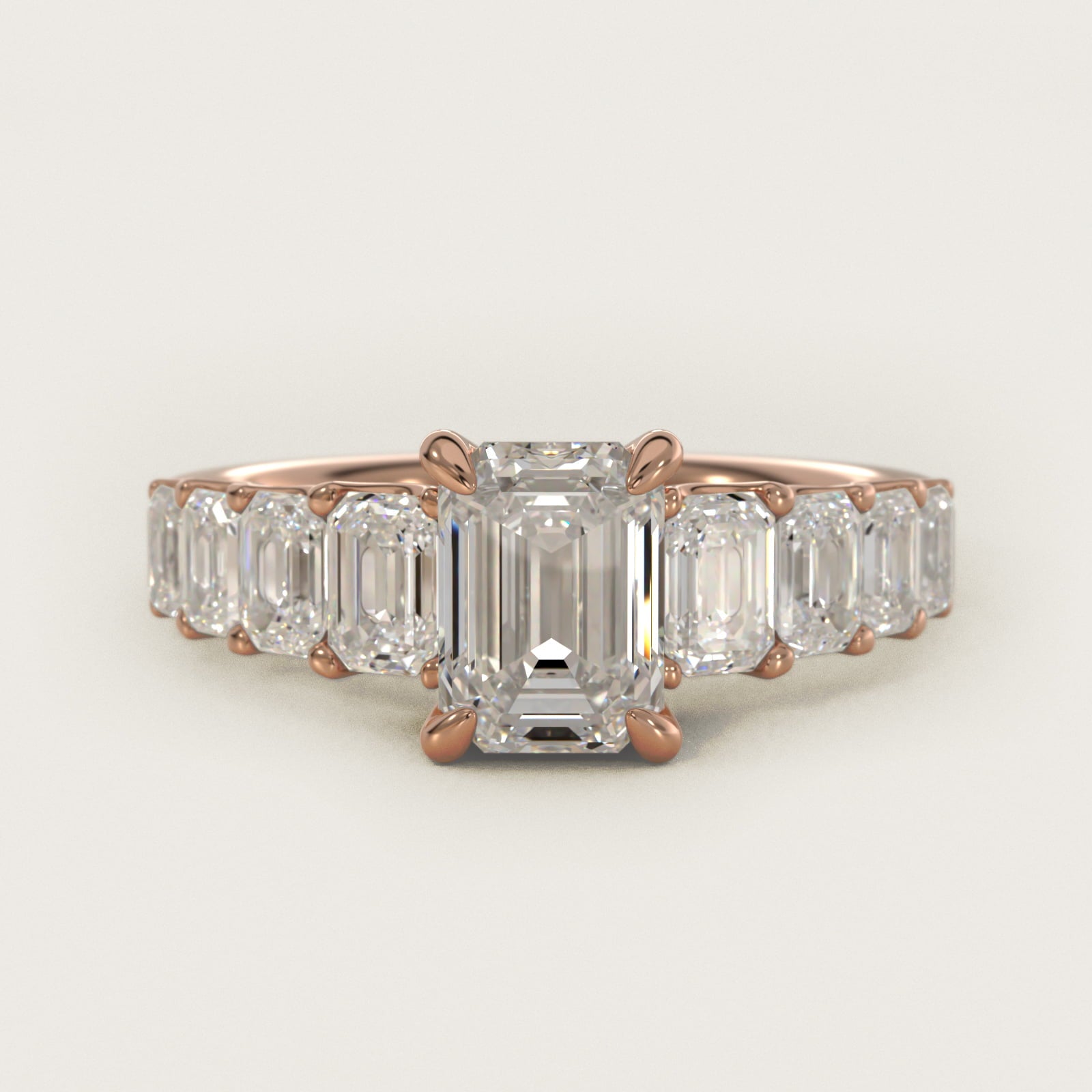 Radiant-Cut Diamond Engagement Ring in 14k Rose Gold - Emerald Center