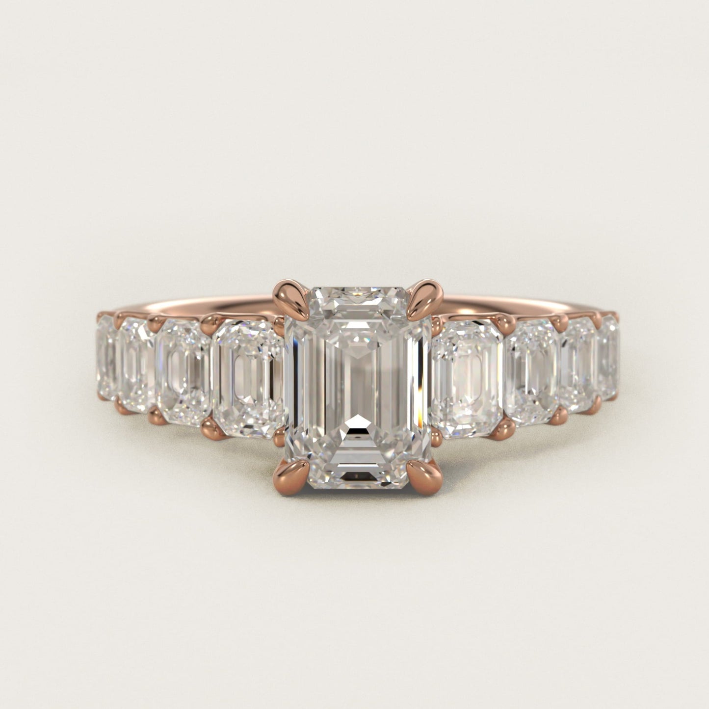 Radiant-Cut Diamond Engagement Ring in 18k Rose Gold - Emerald Center