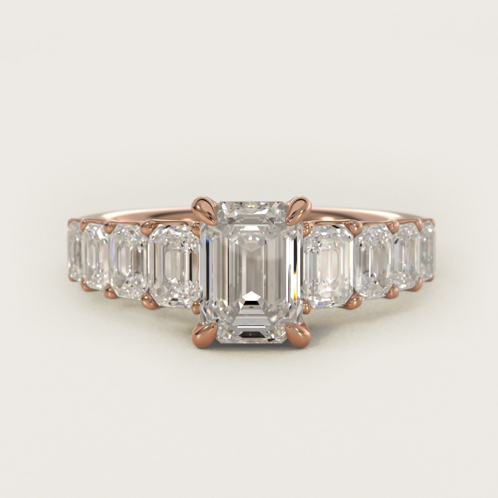 Radiant-Cut Diamond Engagement Ring in 18k Rose Gold - Emerald Center