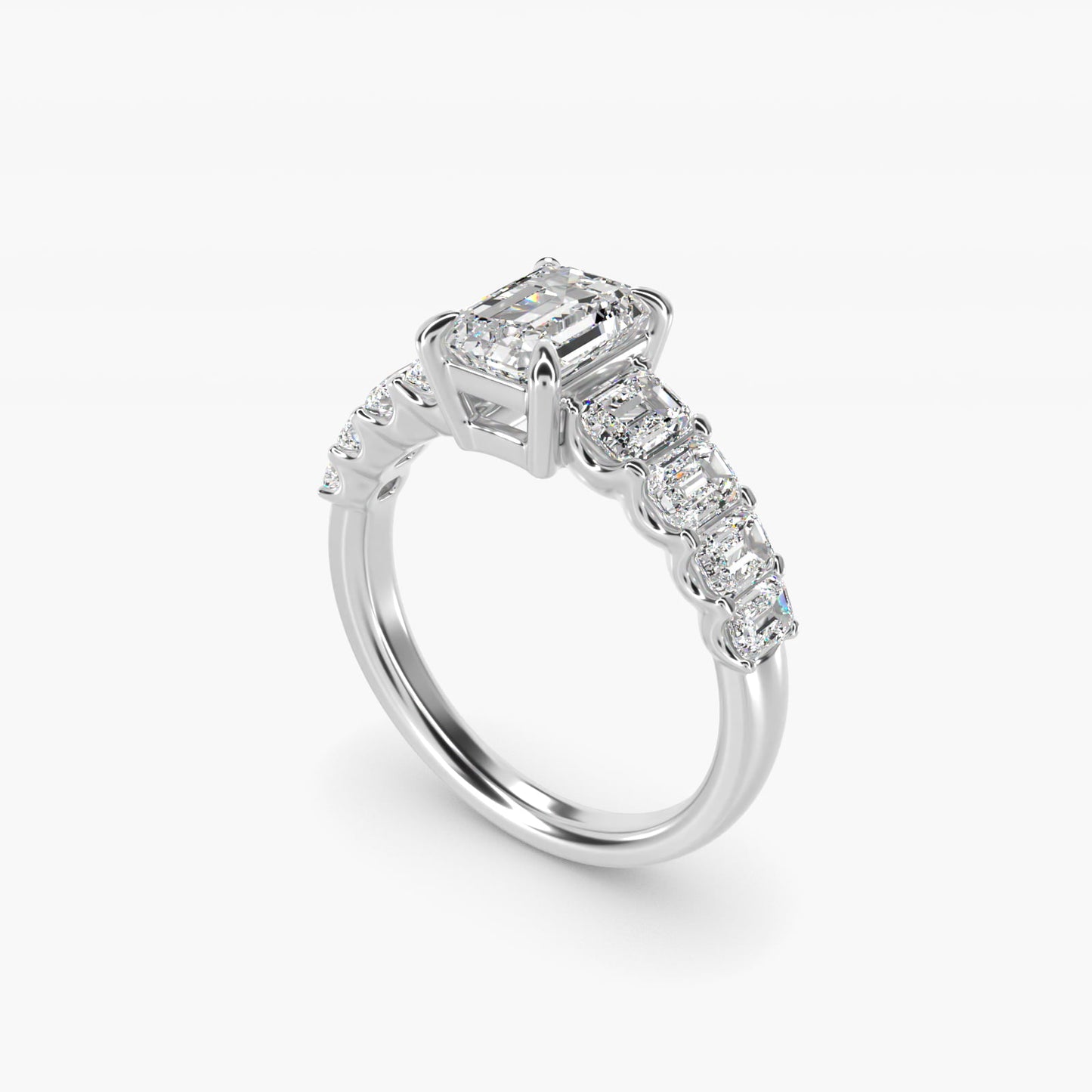 Radiant-Cut Diamond Engagement Ring in 14k White Gold - Emerald Center