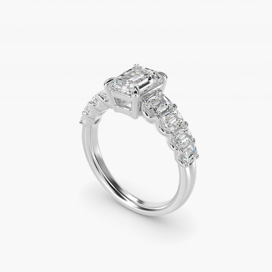 Radiant-Cut Diamond Engagement Ring in 14k White Gold - Emerald Center