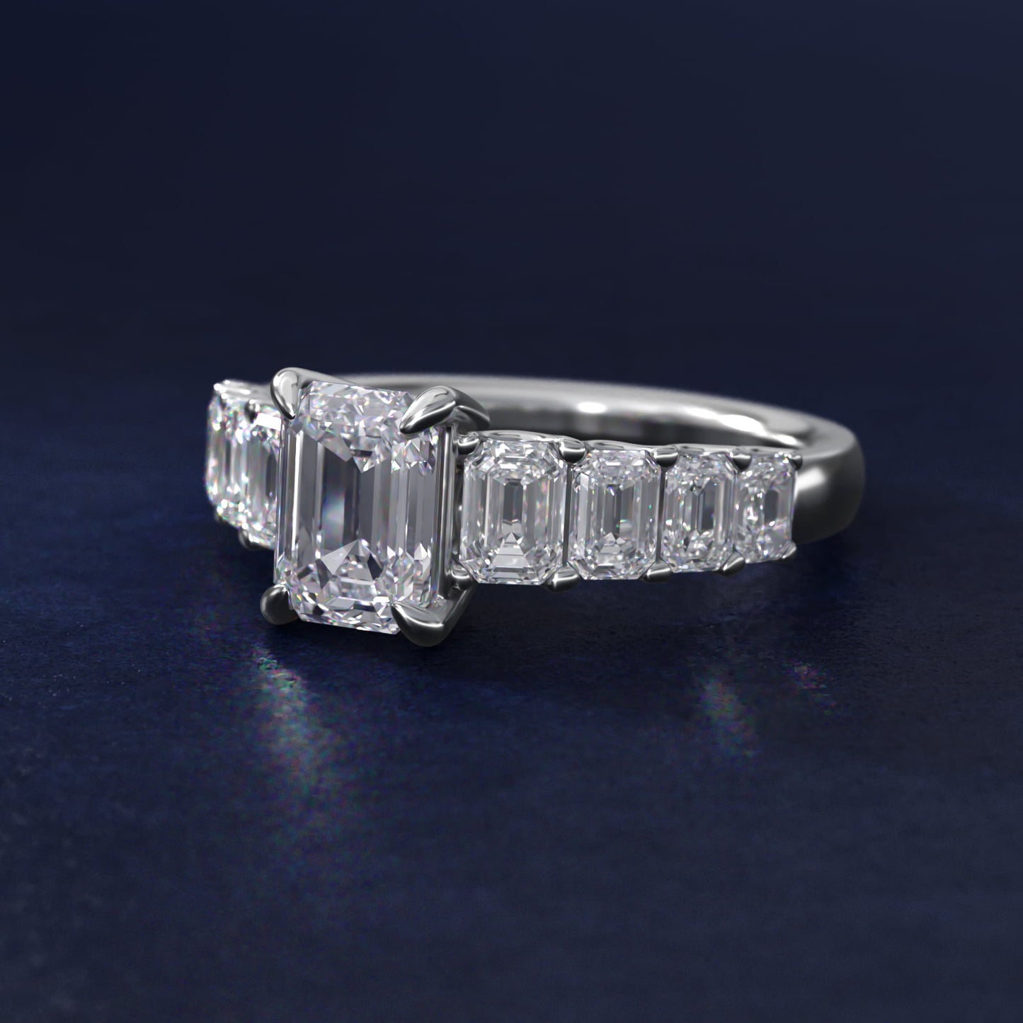 Radiant-Cut Diamond Engagement Ring in 14k White Gold - Emerald Center
