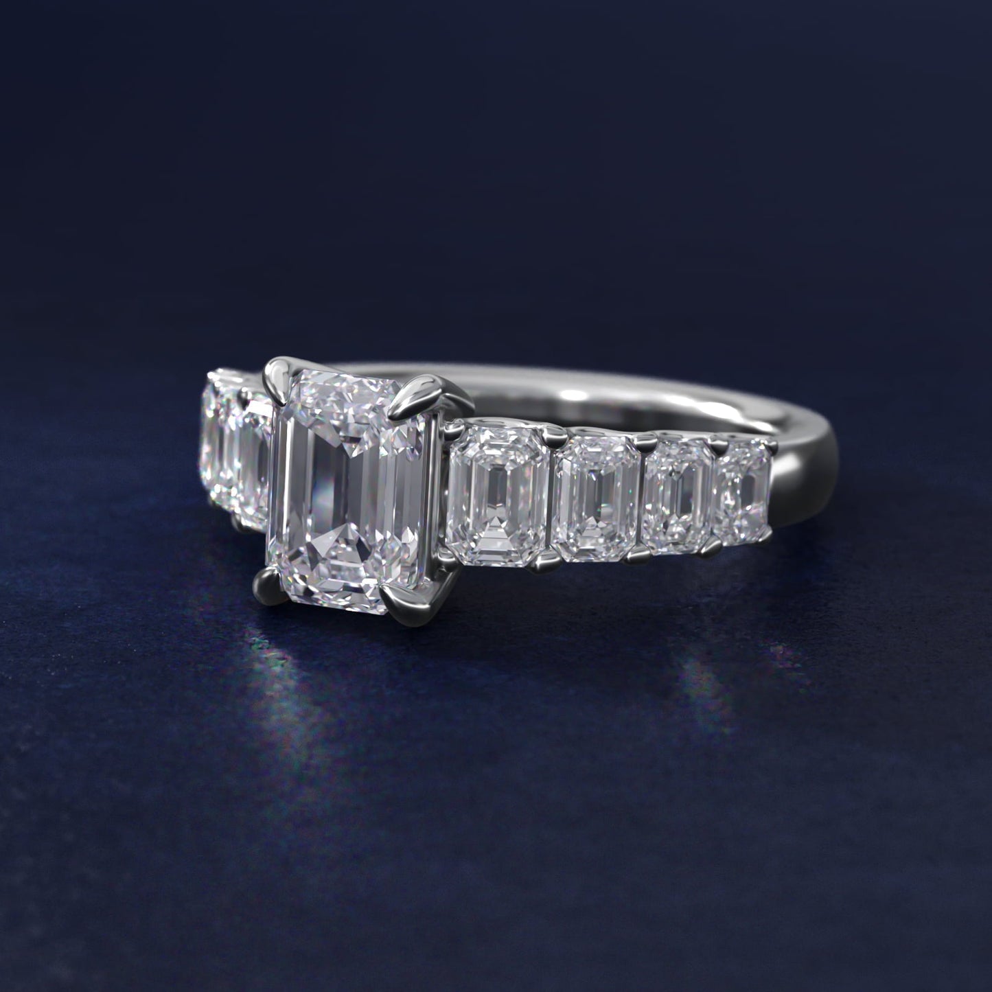 Radiant-Cut Diamond Engagement Ring in 18k White Gold - Emerald Center