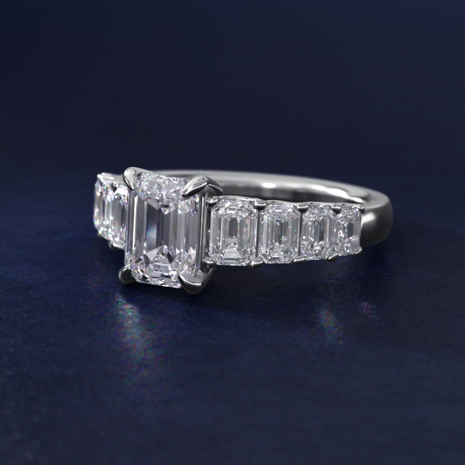 Radiant-Cut Diamond Engagement Ring in 18k White Gold - Emerald Center