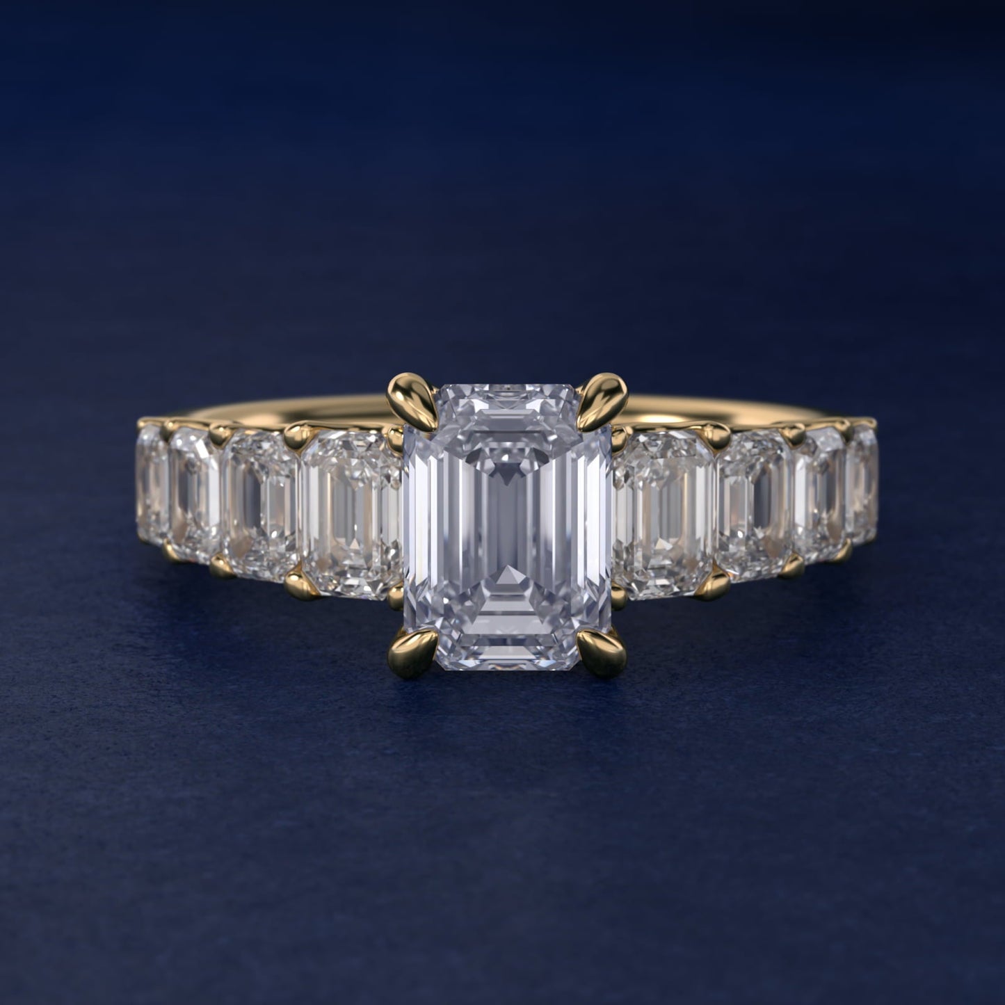 Radiant-Cut Diamond Engagement Ring in 18k Yellow Gold - Emerald Center