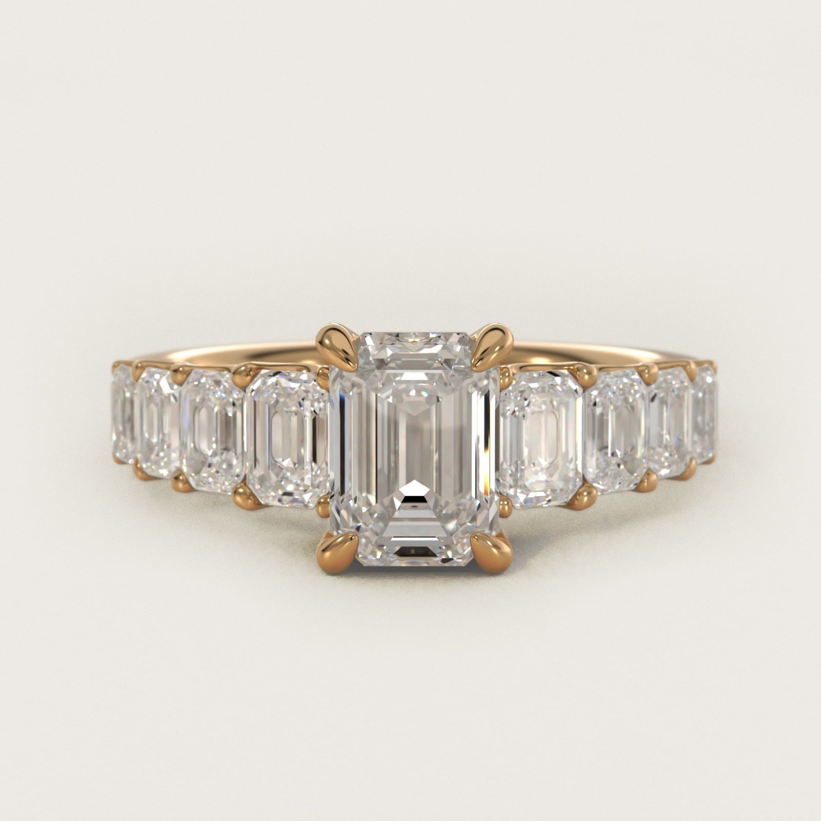 Radiant-Cut Diamond Engagement Ring in 18k Yellow Gold - Emerald Center