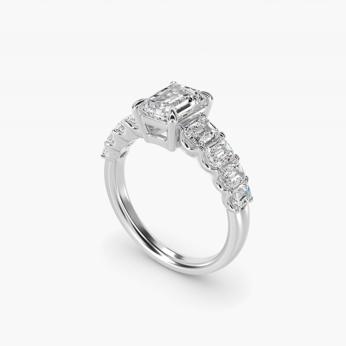 Radiant-Cut Diamond Engagement Ring in Platinum - Emerald Center