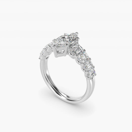 Radiant-Cut Diamond Engagement Ring in Platinum - Marquise Center