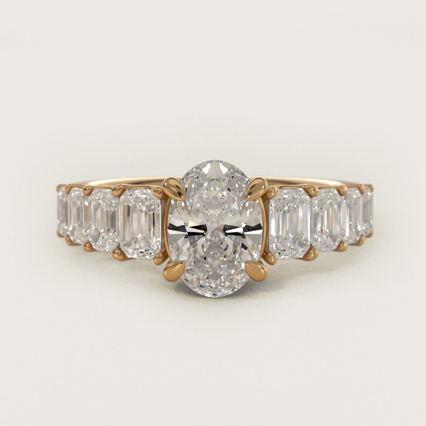 Radiant-Cut Diamond Engagement Ring in 18k Yellow Gold - Oval Center