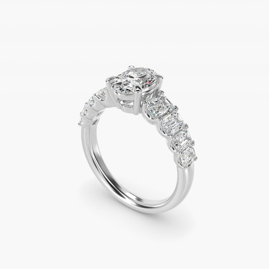 Radiant-Cut Diamond Engagement Ring in Platinum - Oval Center