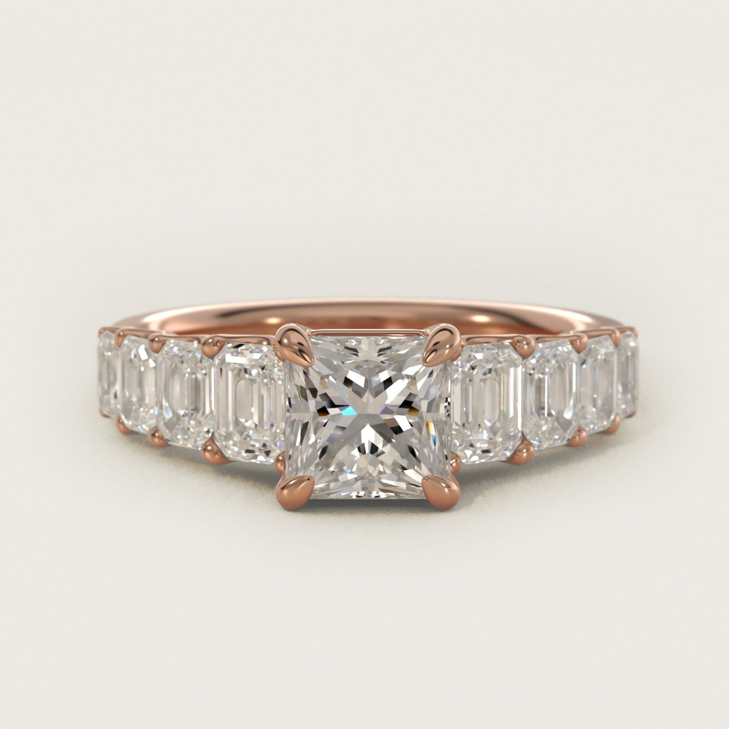 Radiant-Cut Diamond Engagement Ring in 14k Rose Gold - Princess Center