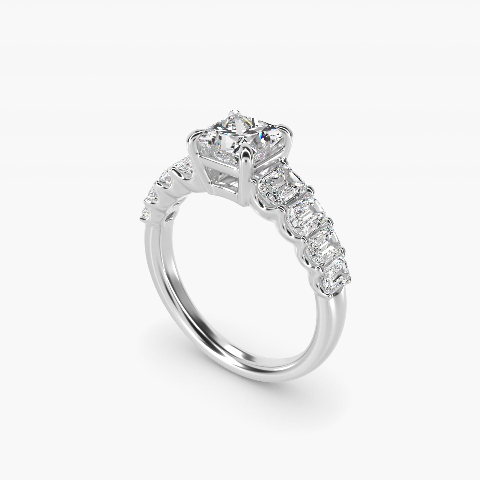 Radiant-Cut Diamond Engagement Ring in 14k White Gold - Princess Center