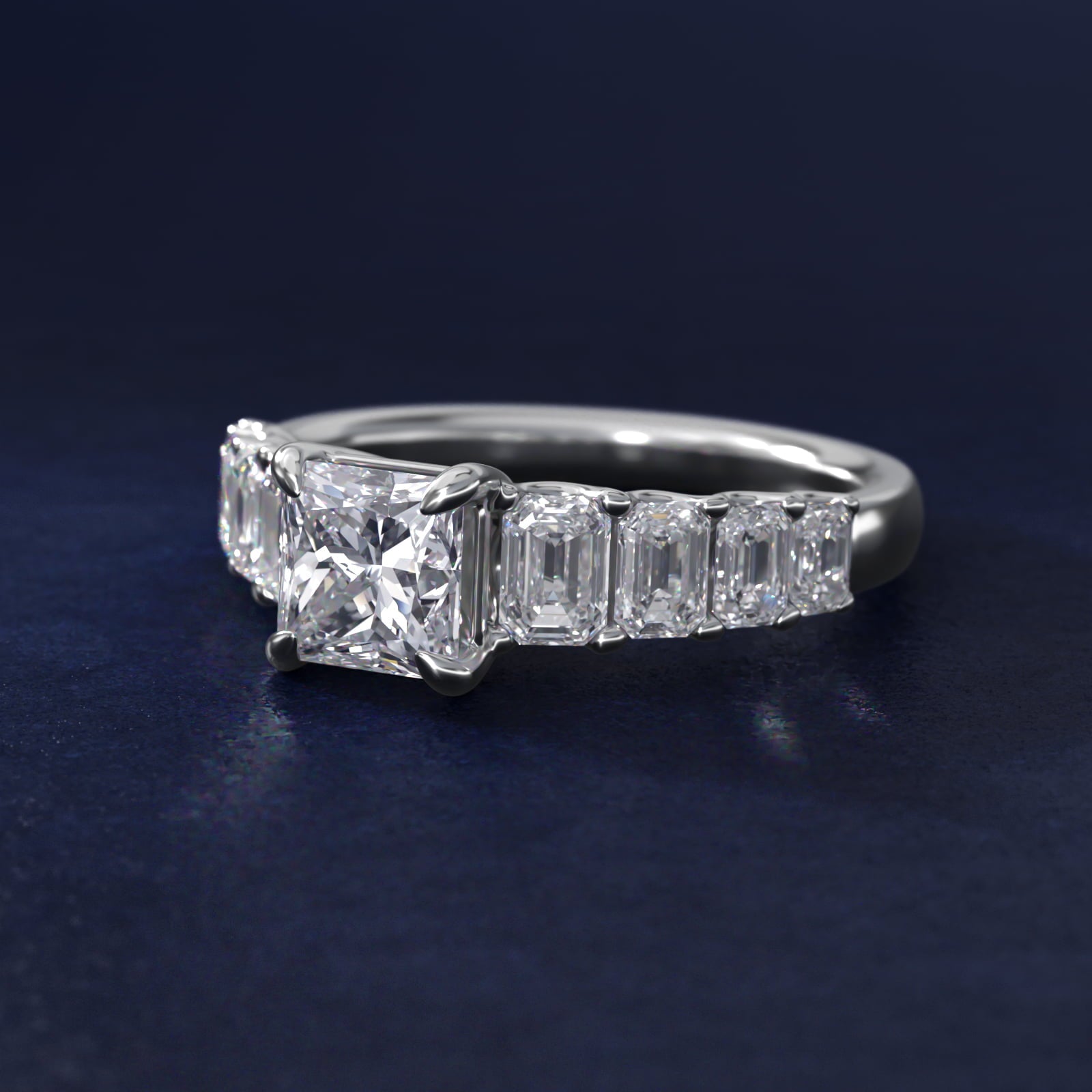 Radiant-Cut Diamond Engagement Ring in 14k White Gold - Princess Center